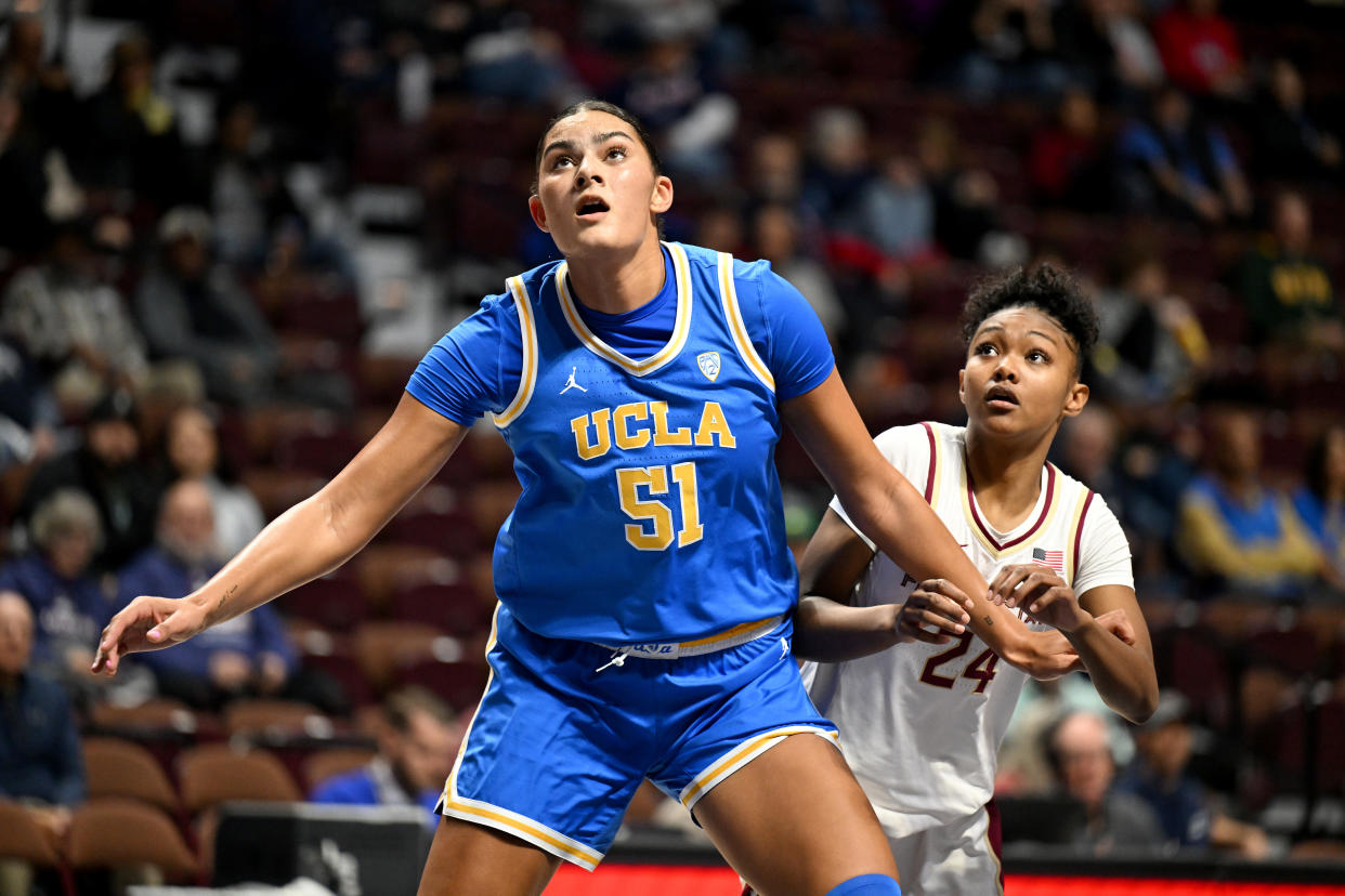 UCLA center Lauren Betts gave the Bruins an advantage against the smaller Florida State Seminoles. (Photo by Greg Fiume/Getty Images)