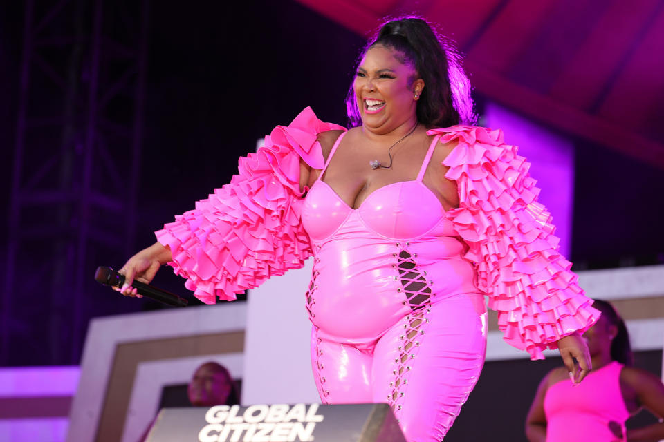 NEW YORK, NEW YORK - SEPTEMBER 25: Lizzo performs onstage during Global Citizen Live, New York on September 25, 2021 in New York City. (Photo by Theo Wargo/Getty Images for Global Citizen)