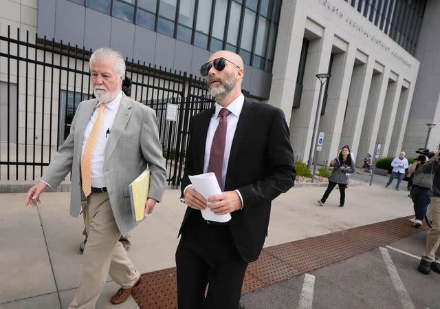 <p>Francisco Kjolseth/The Salt Lake Tribune</p> Kevin Franke (in sunglasses) with his lawyer, Randy Kester, leaving a child welfare hearing at the Fourth District courthouse in Provo, Utah, Sept. 18, 2023.