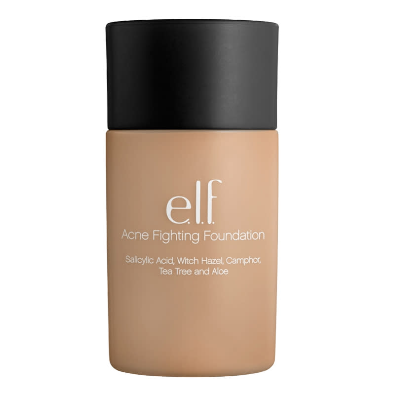 <p>A soul-crushing breakout can be the one thing standing between you and your Instagram-worthy makeup look. Thanks to the trio of salicylic acid, witch hazel, and tea tree, this foundation heals blemishes as it conceals them.</p><p>Buy it <a rel="nofollow noopener" href="https://www.target.com/p/e-l-f-acne-fighting-foundation/-/A-51169632" target="_blank" data-ylk="slk:here;elm:context_link;itc:0;sec:content-canvas" class="link ">here</a> for $6.</p>