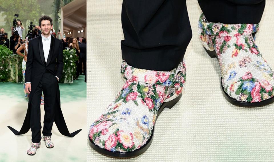 Josh O'Connor wears Loewes shoes at the Met Gala 2024 red carpet.