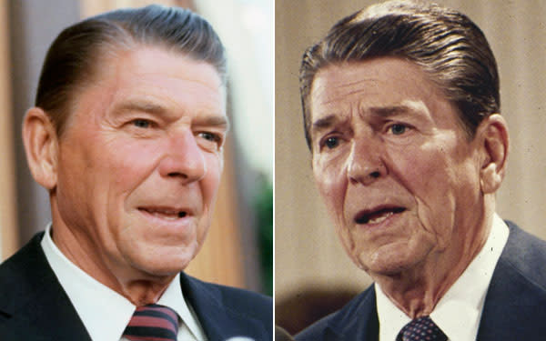 <b>Ronald Reagan</b> The former California governor held on to his dark-brown hair, throughout his two terms, causing some to speculate that the former actor had a secret weapon: hair dye. <br> <br> (Left: AP Photo; Right: J. Scott Applewhite/AP Photo)