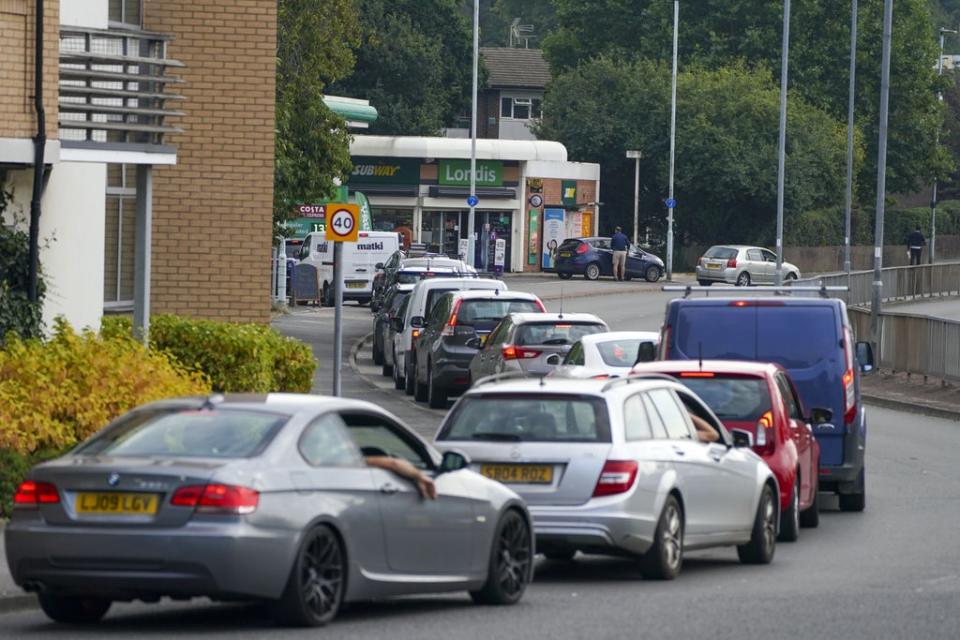 Long queues for petrol stations have been witnessed for a third consecutive day (Steve Parsons/PA) (PA Wire)