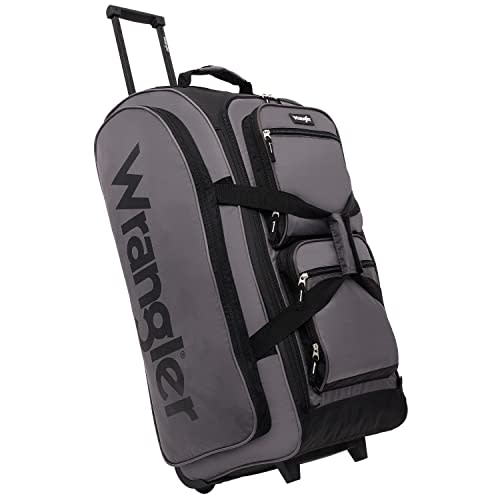 Wrangler Wesley Rolling Duffel Bag, Charcoal Grey, Large 30-Inch (AMAZON)