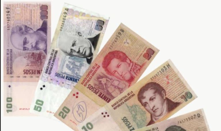 Cada peso argentino posee un color distintivo que lo diferencia de otro billete