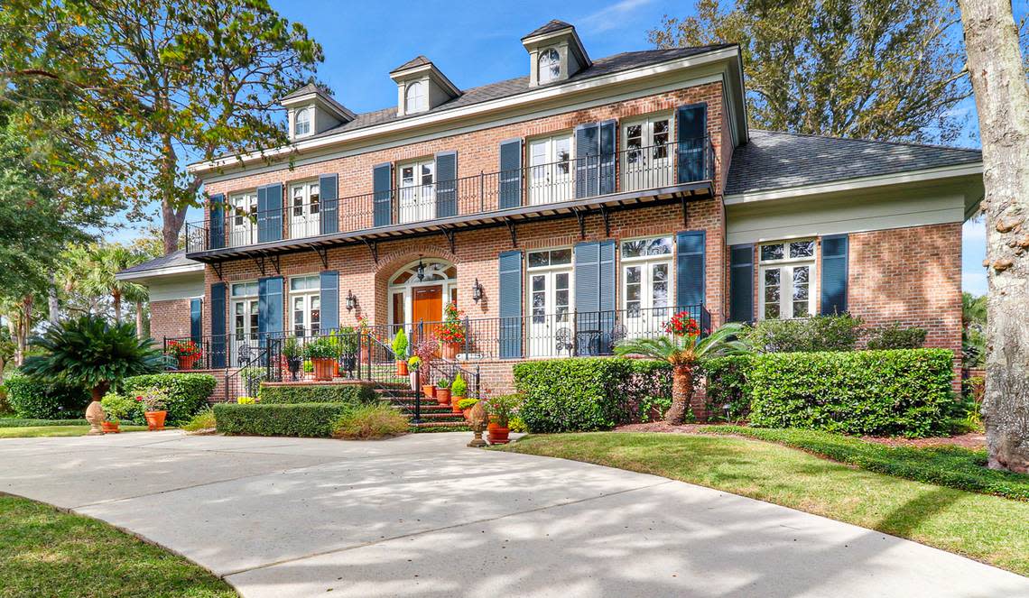 This four bedroom, three bath home with French influences is listed for sale at $5.75 million in Sea Pines on Hilton Head Island