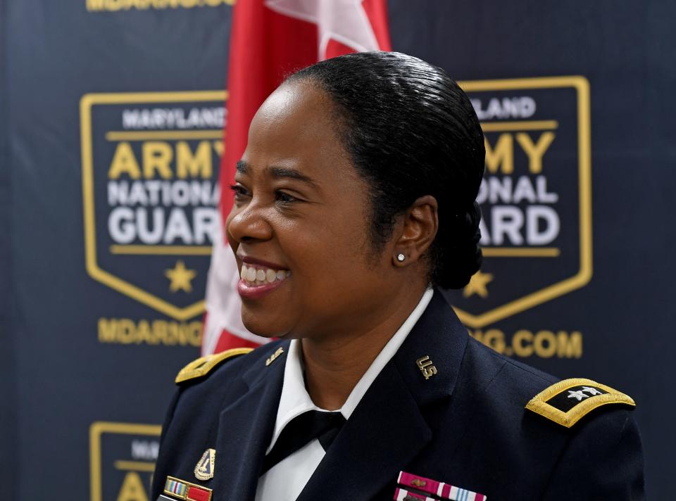 Maj. Gen. Janeen Birckhead Thursday, Dec. 28, 2023, at the Maryland Army National Guard Salisbury Readiness Center in Salisbury, Maryland.