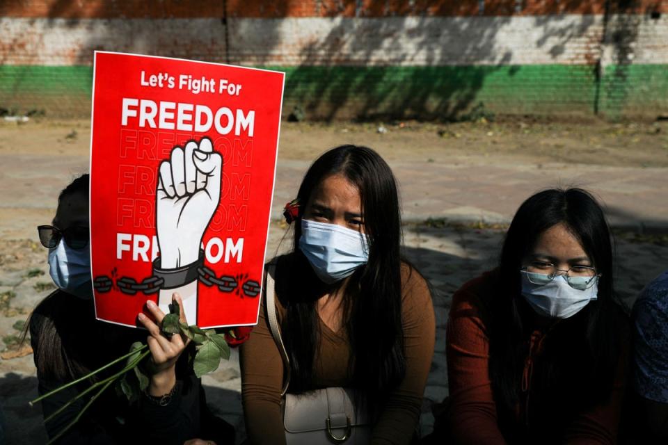 Protest against the military coup in Myanmar and demanding recognition of the National Unity Government of Myanmar (Reuters)