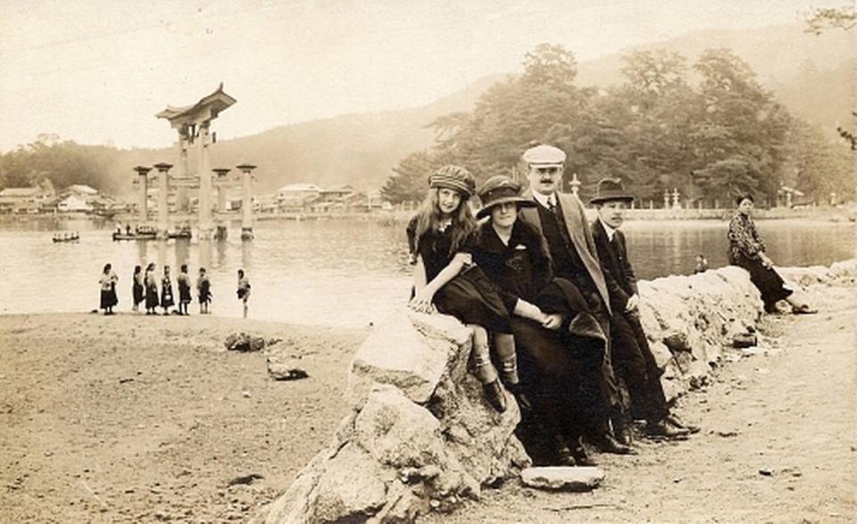 Lynne Hecht, Mr. and Mrs. Rudolph Hecht and Mr. Odate in Miyajima, Japan.