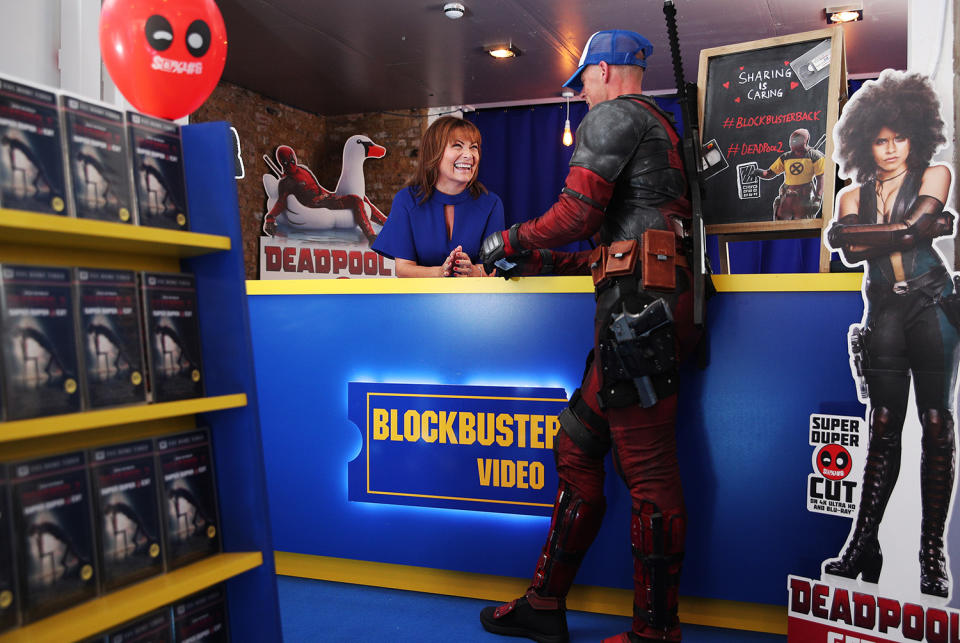 Deadpool enlists Lorraine Kelly to open new Blockbuster Video