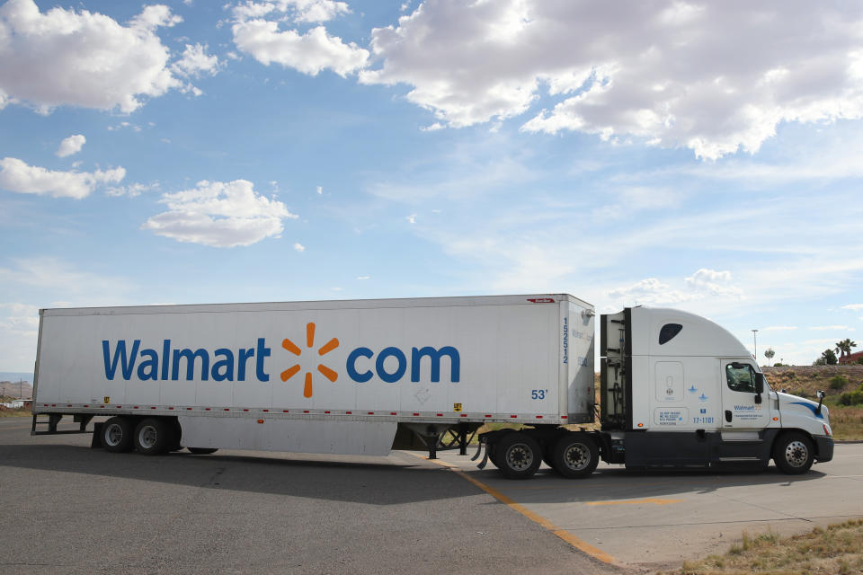 WASHINGTON, UT - JUNE 06: A truck enters a large regional Walmart distribution center on June 6, 2019 in Washington, Utah. Walmart has announced one day delivery and other services to challenge Amazon.  (Photo by George Frey/Getty Images)