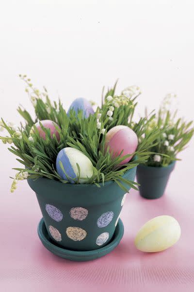 Polka Dot Floral and Egg Centerpiece