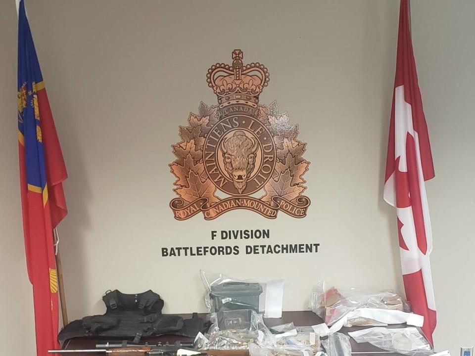 RCMP say officers seized weapons, drugs and vehicles following a months-long investigation into drug trafficking in and around North Battleford. (RCMP - image credit)