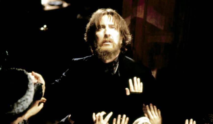<p>German director Uli Edel’s superior TV movie of the Rasputin story hinged on Rickman’s dark and brooding portrayal of the debauched 'mad monk’ who climbed his way to power and infamy during the reign of Tsar Nicholas II (played by Sir Ian McKellen). It was a lavish production, winning Rickman both an Emmy and a Golden Globe.</p>