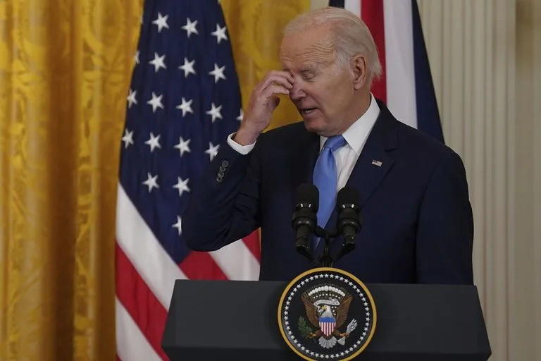 Joe Biden, en la conferencia de prensa en la Casa Blanca. (Niall Carson/Pool via AP)