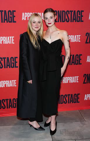 <p>John Nacion/FilmMagic</p> Dakota Fanning and Elle Fanning attend the "Appropriate" Broadway opening night afterparty at Hayes Theater on December 18, 2023 in New York City.