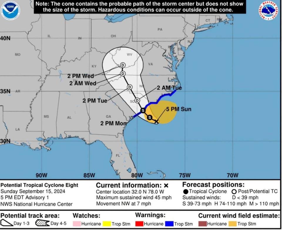 The Myrtle Beach area is under a tropical storm warning through Monday, Sept. 16, 2024, afternoon.