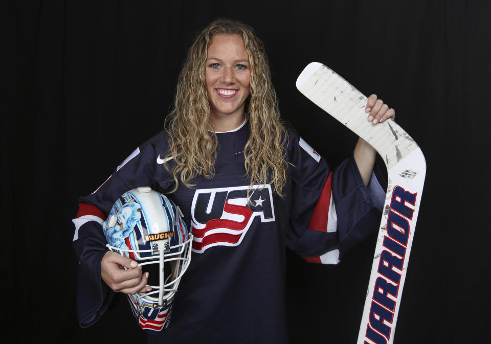 Team USA goalie Alex Rigsby is making her Olympic debut after she wasn’t selected for the 2014 team. (AP)