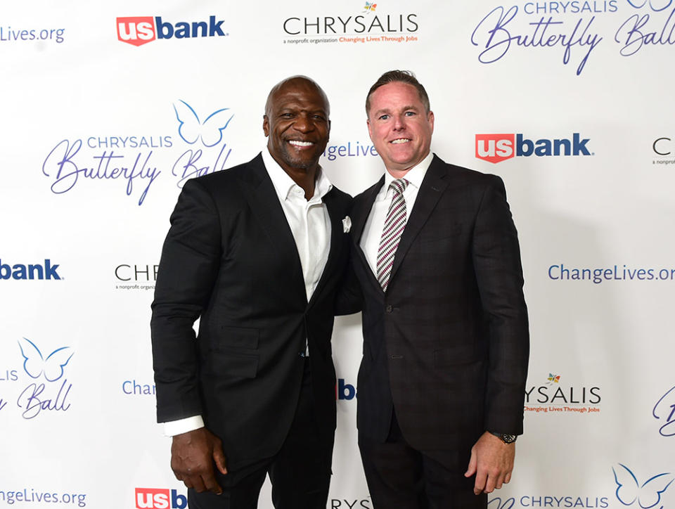 (L-R) Terry Crews and Chris Hart attend the 2023 Chrysalis Butterfly Ball at Petersen Automotive Museum on September 30, 2023 in Los Angeles, California.