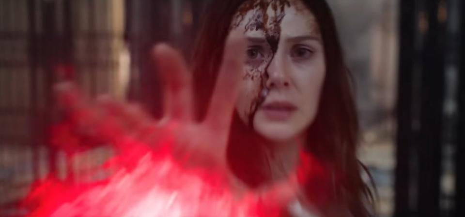 Wanda using magic with blood on her face in "Doctor Strange in the Multiverse of Madness"