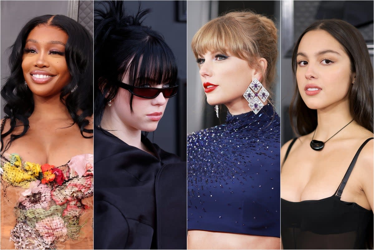 SZA, Billie Eilish, Taylor Swift and Olivia Rodrigo are all competing for top prizes at the 2024 Grammy Awards (Getty)
