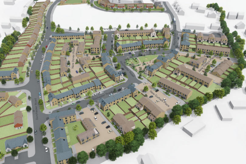 Artist's impression of Phases B-D of the North Taunton Woolaway scheme