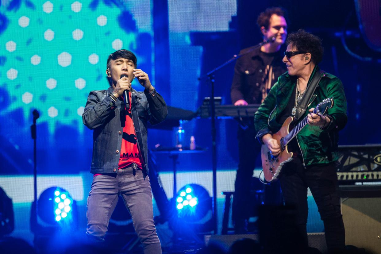 Arnel Pineda performs with Journey on the Freedom Tour 2022 at the Paycom Center in Oklahoma City on Thursday, March 17, 2022.