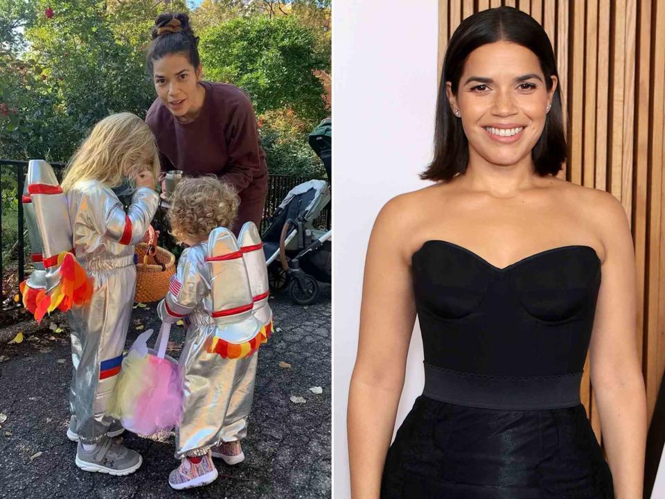 <p>America Ferrera Instagram ; Dimitrios Kambouris/Getty</p> America Ferrera and her kids Sebastian and Lucia. ; America Ferrera attends Glamour Women of the Year 2023 at Jazz at Lincoln Center on November 07, 2023 in New York City