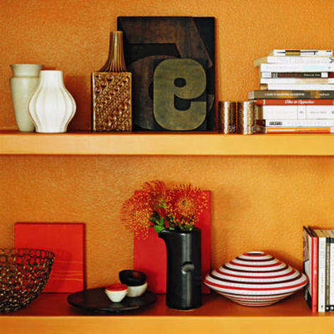 A backdrop to brown and orange accessories