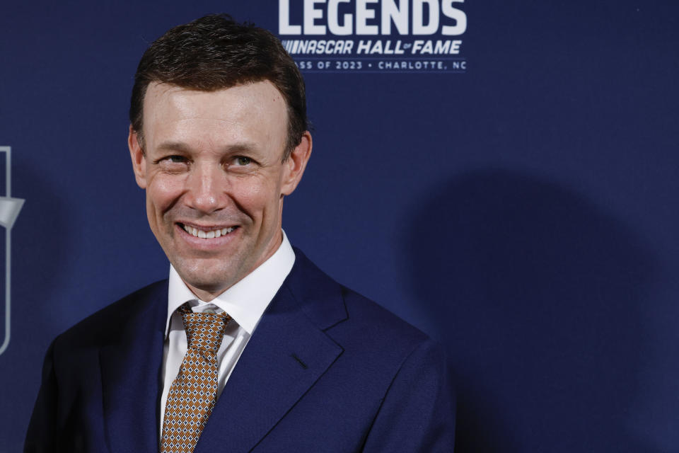 Matt Kenseth arrives for the NASCAR Hall of Fame inductions in Charlotte, N.C., Friday, Jan. 20, 2023. (AP Photo/Nell Redmond)