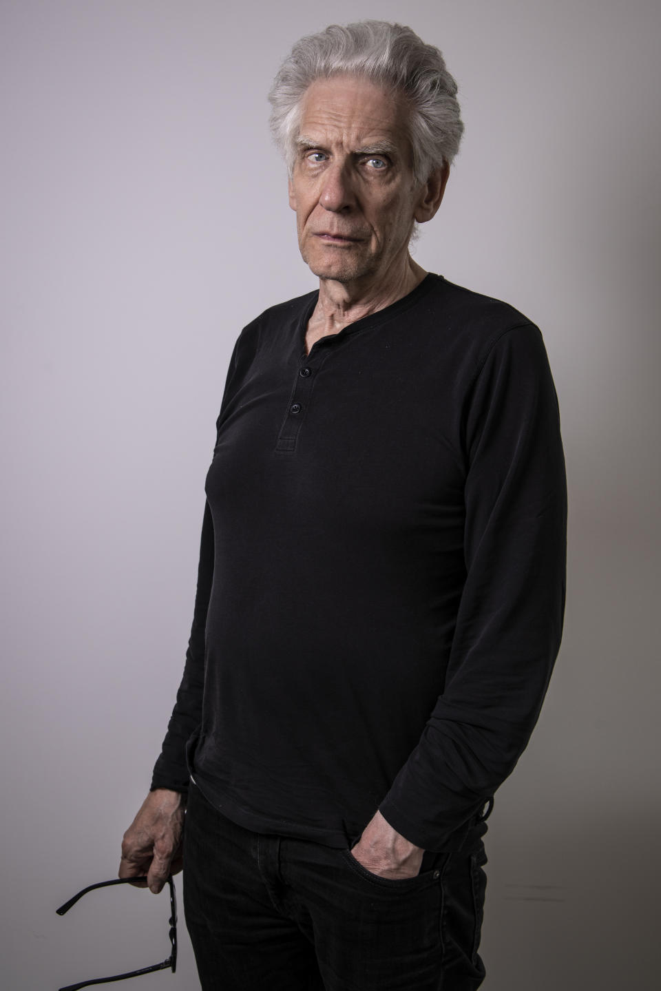 David Cronenberg poses for portrait photographs for the film 'Crimes of the Future', at the 75th international film festival, Cannes, southern France, Wednesday, May 25, 2022. (Photo by Vianney Le Caer/Invision/AP)