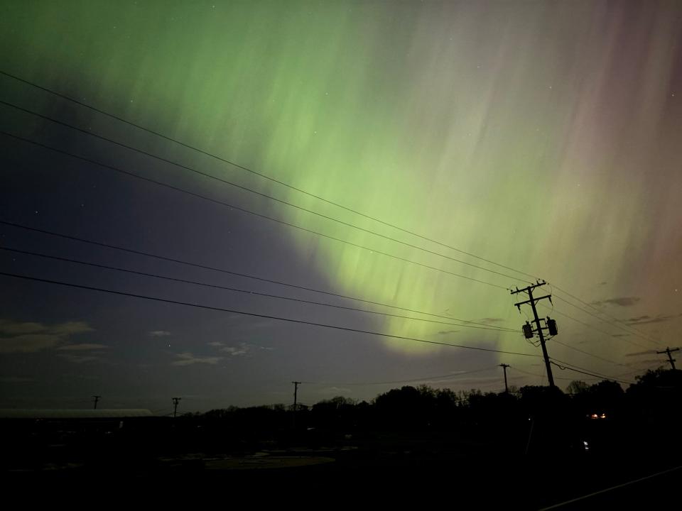 The northern lights, or aurora borealis, as seen in Oakland Township on Friday, May 10, 2024.