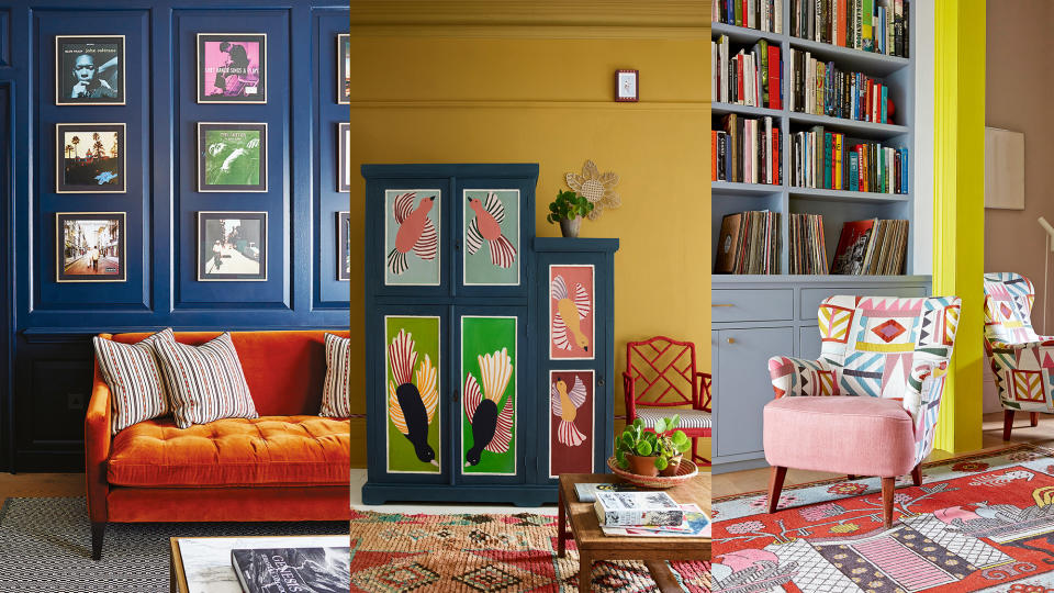 Create fun spaces full of personality and energy with these fun colorful living room ideas