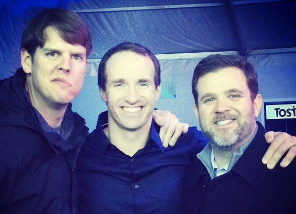 Drew Brees (middle) and Jonny Rodgers (right) remain close friends more than two decades after their competition to become Westlake’s starting quarterback. (photo via Jonny Rodgers)