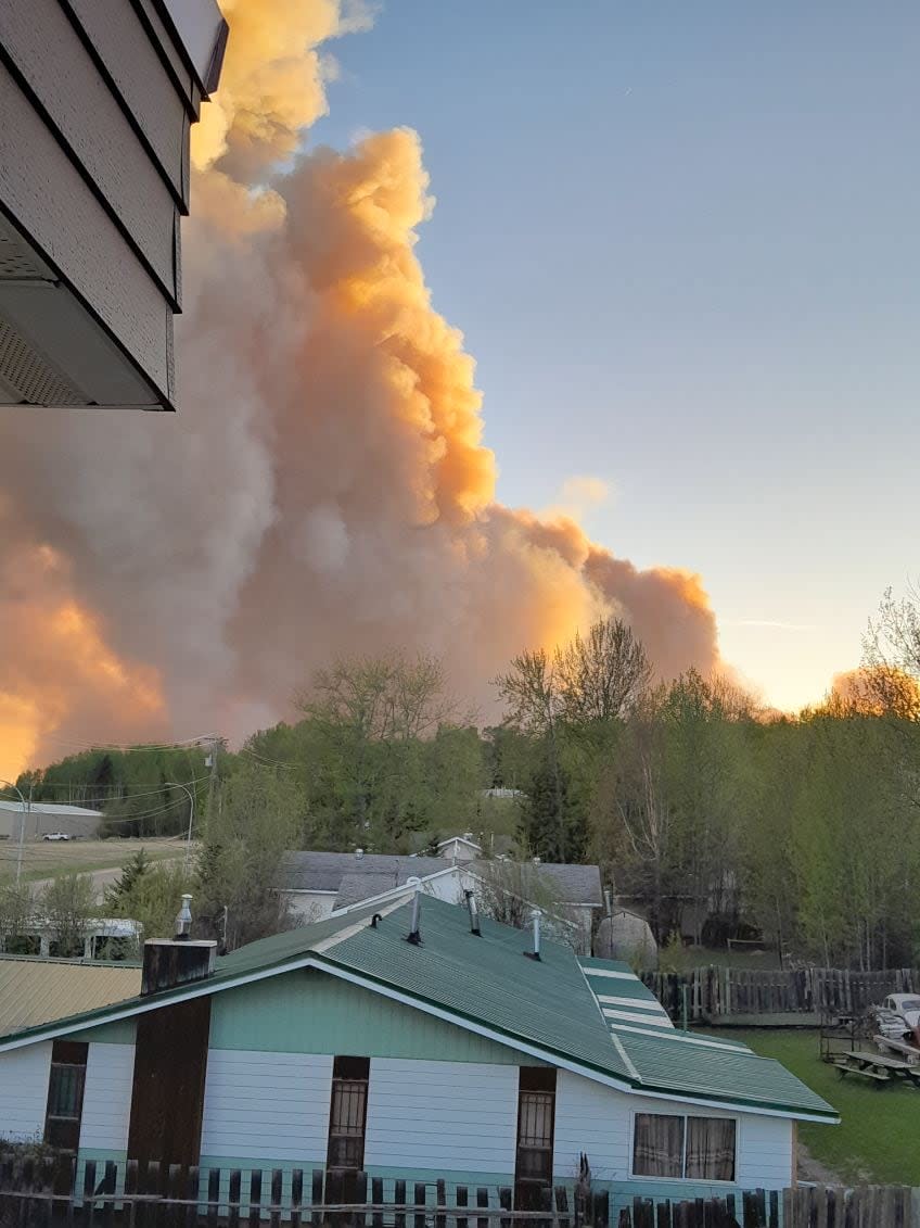 A wildfire near Fort Nelson, seen here in northeastern B.C., and another blaze near Fort Liard, N.W.T., had caused major telecommunications outages in Yukon and parts of N.W.T.  (Submitted by Tony Capot-Blanc - image credit)