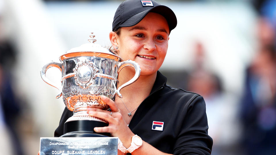 Ash Barty, pictured here after winning the 2019 French Open title.