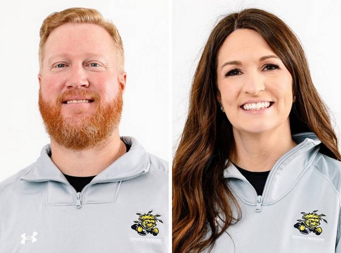 Wichita State athletic trainers Todd Fagan (left) and Kat Hollowell (right) helped save the life of basketball player D.J. Bowles with their actions on Sept. 3, 2013.