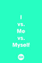 <p>Me, myself and I are not interchangeable - even though they may refer to the same person. Bottom line, "me" is the person that the verb is being done to, "myself" is typically used in conjunction with I, and "I" is the person performing the action of the verb. </p>