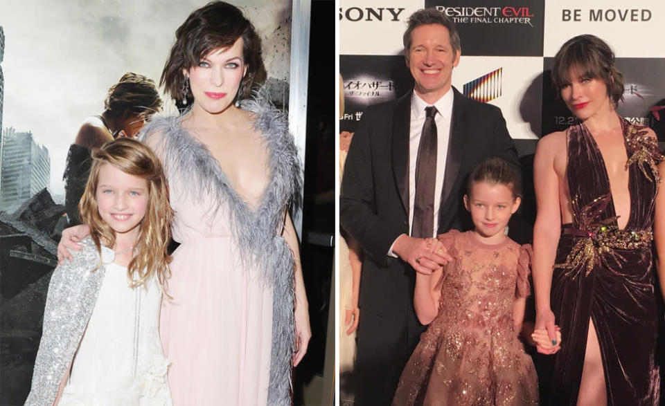 <p>Ever may be just nine, but she sure knows how to make a statement on the red carpet alongside mama Milla. The two were at the premiere of “Resident Evil: The Final Chapter” in Los Angeles and in Tokyo. (Photo: Getty/Instagram)</p>