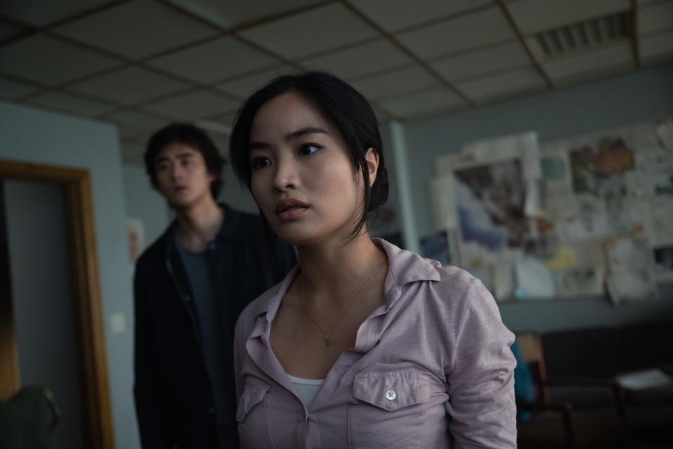 Kentaro (Ren Watabe) and Cate (Anna Sawai) discover they're half-siblings and go on a quest to find out more about their  mysterious dad in Apple TV+'s "Monarch: Legacy of Monsters."