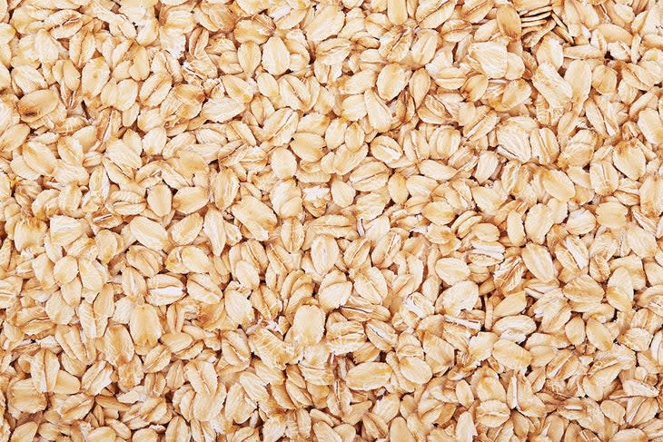 close-up of dry oats, which are a healthy pantry staple carbohydrate