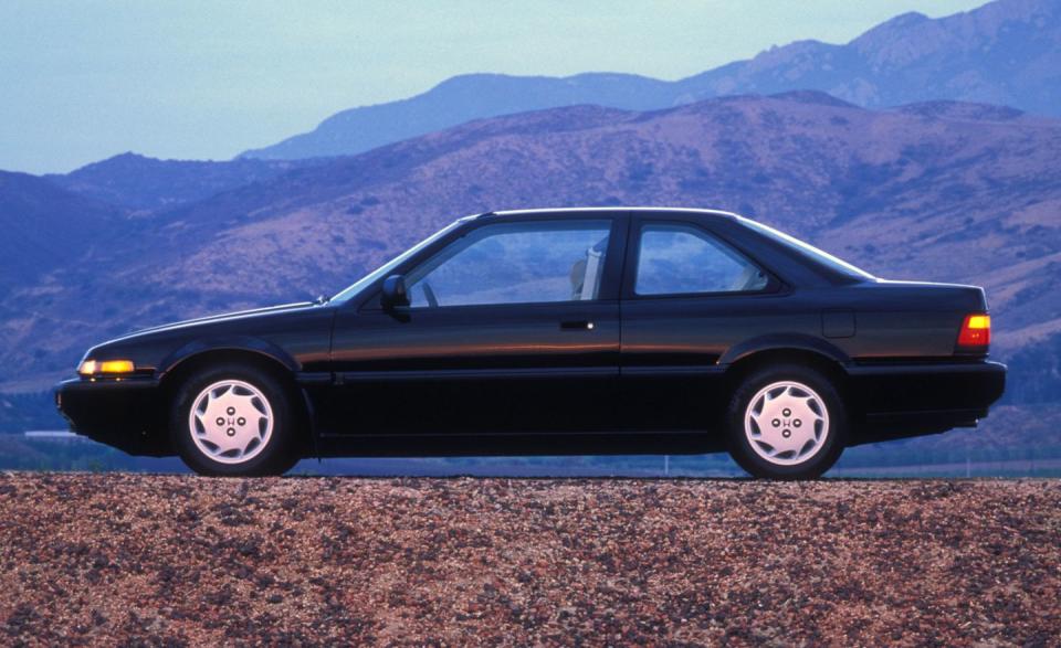 <p>In the final year of its third generation, the Honda Accord becomes the best-selling passenger car in the United States. Unlike its predecessors, the third-gen Accord has the benefit of three body styles: sedan, hatchback, and coupe (pictured here); like its predecessors, it easily <a rel="nofollow noopener" href="https://www.caranddriver.com/features/1989-10best-cars-1989-honda-accord-page-7" target="_blank" data-ylk="slk:wins a spot on our annual 10Best Cars list;elm:context_link;itc:0;sec:content-canvas" class="link ">wins a spot on our annual 10Best Cars list</a> for 1989.</p>