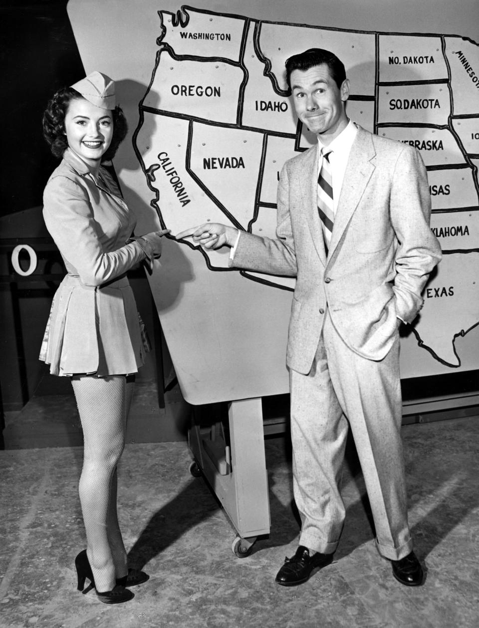 Jackie Loughery with Johnny Carson, ‘Earn Your Vacation’ (1954)