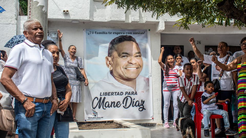 Family and friends of Díaz in Colombia held a demonstration asking for the release of Díaz's father. - Lismari Machado/AFP/Getty Images