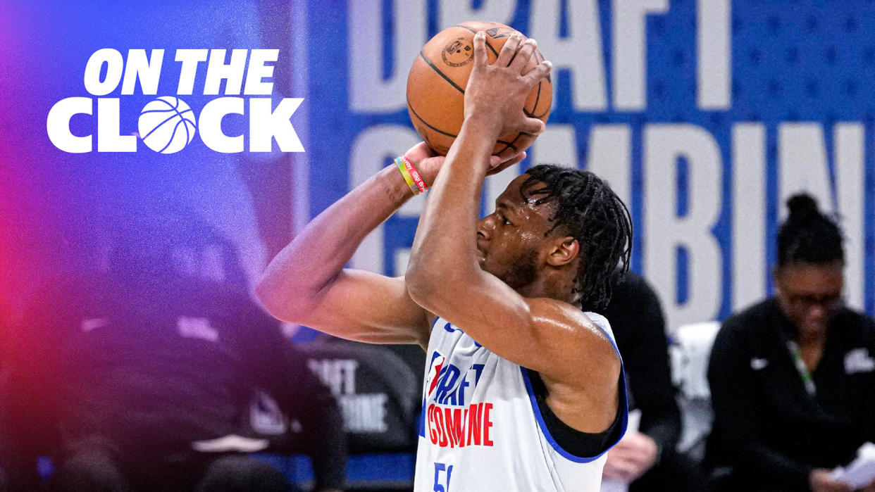 NBA Draft prospect Bronny James takes a free throw during the 2024 NBA Draft Combine in Chicago, IL. (AP Photo/Nam Y. Huh)