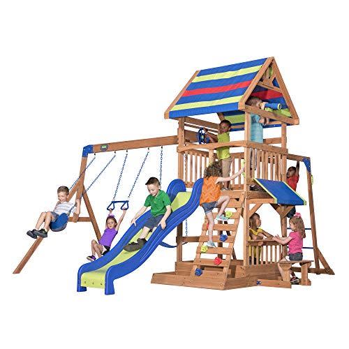 14) Beach Front All Cedar Wooden Swing Set