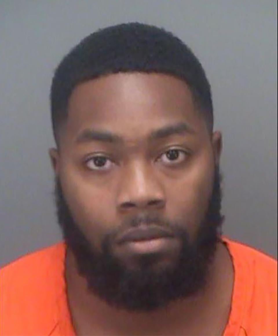 This undated booking photo provided by Pinellas County (Florida) Sheriff’s Office shows Donterio Rashad Fowler. Fowler, the brother of an NFL player, and Keondre Quamar Fields were arrested on murder charges in the 2016 shooting death of a college student. Pinellas County jail records show that the pair were being held without bail Tuesday, July 27, 2021, following their arrests. (Pinellas County Sheriff’s Office via AP)