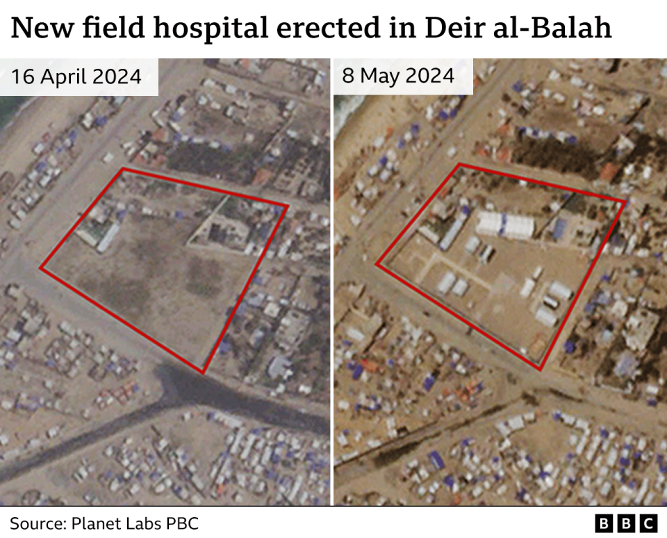 Aerial images of Deir al-Balah hospital