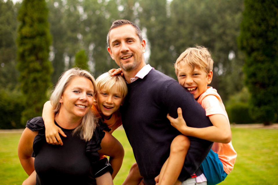 Blood cancer patient Peter McCleave with his wife Jenny and sons Seb and Max (DKMS/PA)