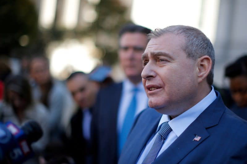 FILE PHOTO: Ukrainian-American businessman Lev Parnas speaks to media following his arraignment at the United States Courthouse in the Manhattan borough of New York